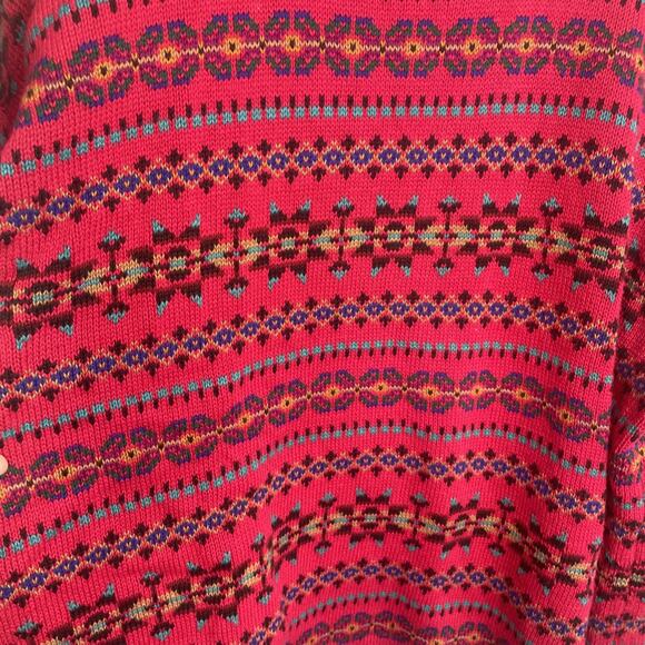 Vintage Eddie Bauer Men's Cotton Knit Pullover Sweater Sz M Fair-Isle Nordic Ski - Picture 6 of 11